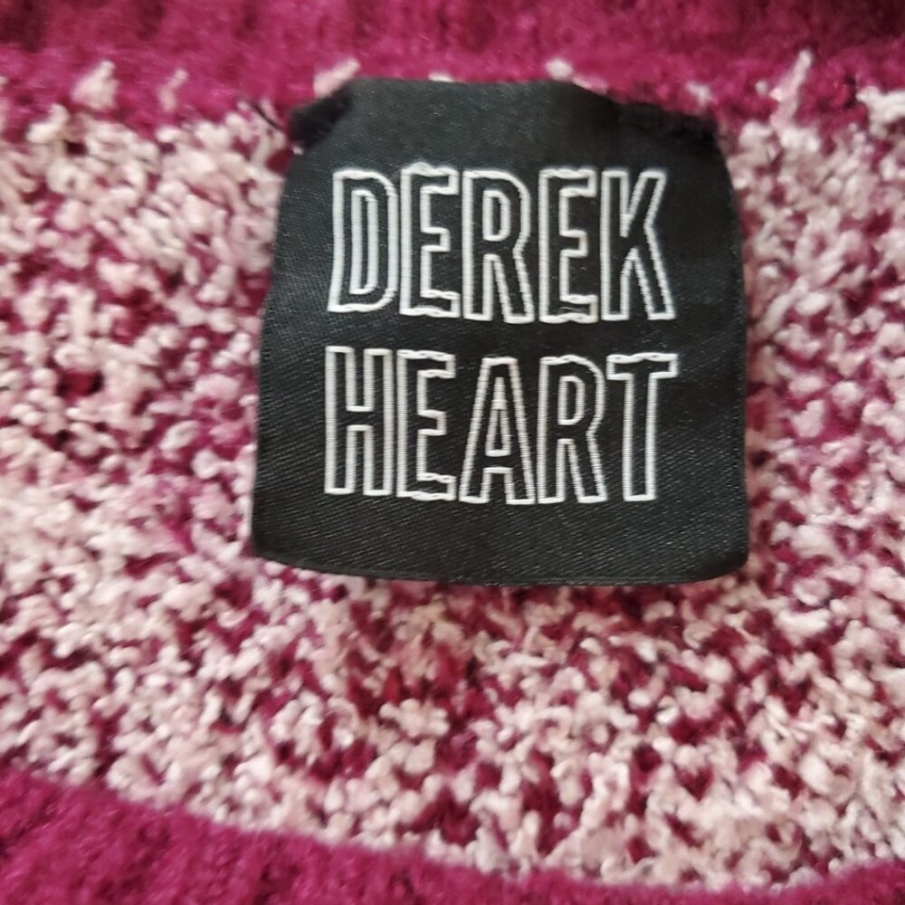 Derek Heart Cropped Bow Sweater Womens Size Large Soft Warm Comfy Preppy Purple - Picture 6 of 11